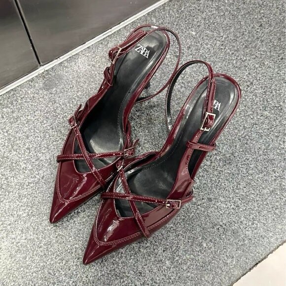 Women Red Pointed Toe Stiletto Heels - Picture 1 of 1